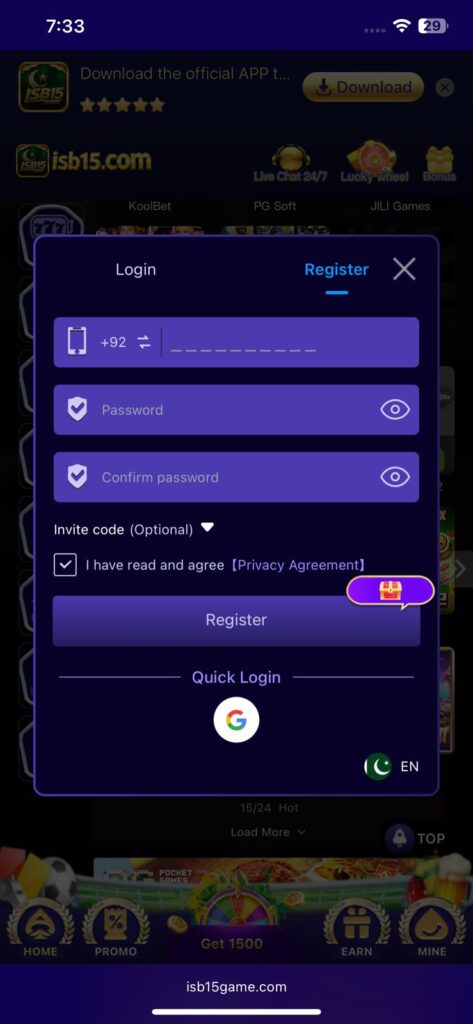 Login and register
